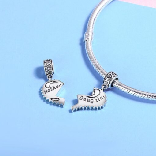 - Charm plata - Corazón mitades mamá e hija